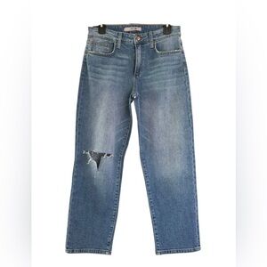 Joe’s high waisted straight leg distressed jeans